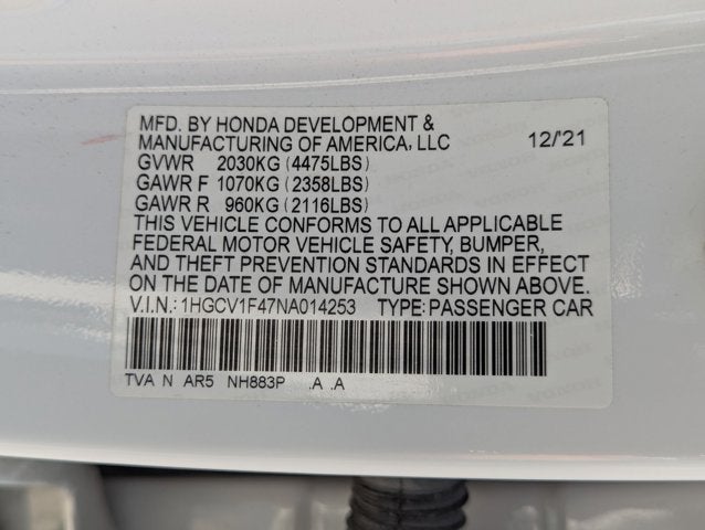 2022 Honda Accord Sedan Sport SE