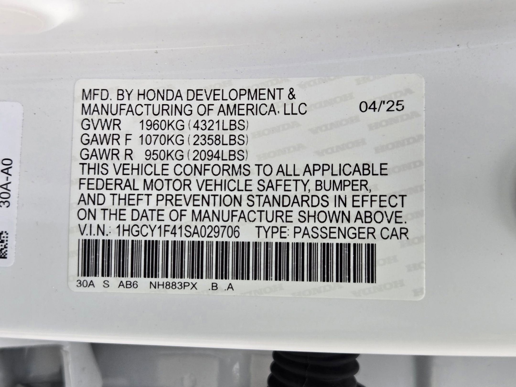 2025 Honda Accord Sedan SE
