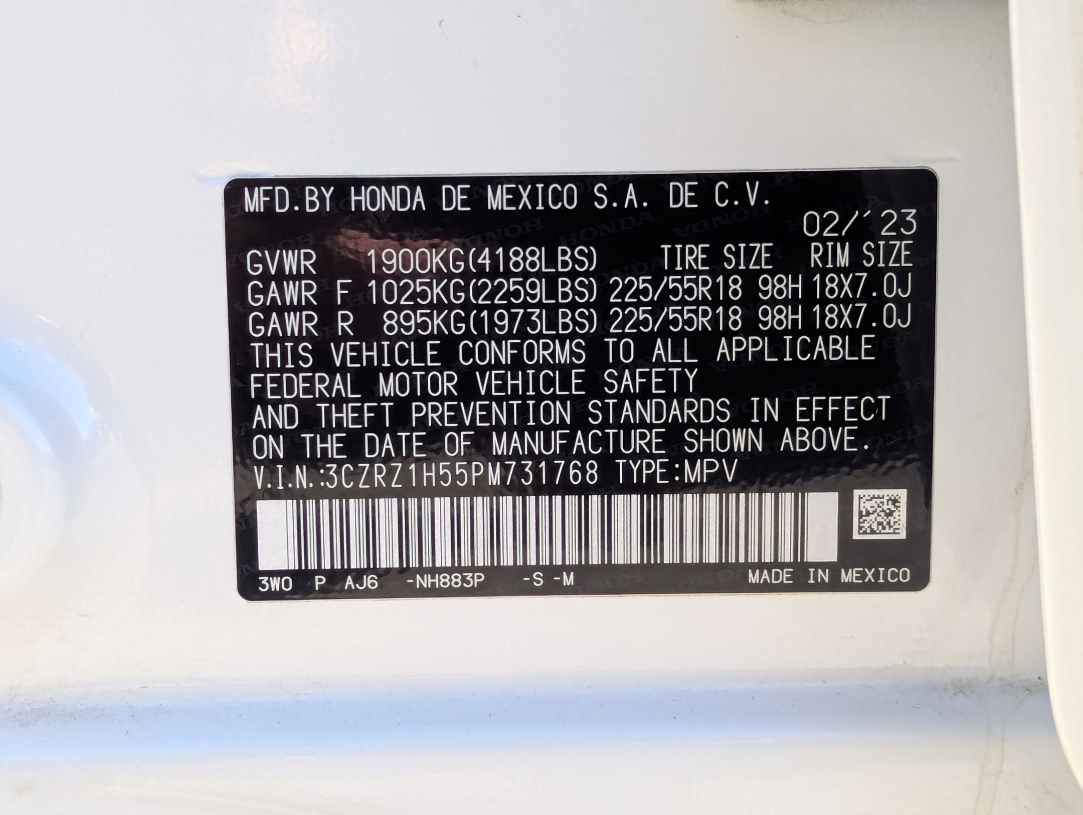 2023 Honda HR-V 2WD SPORT