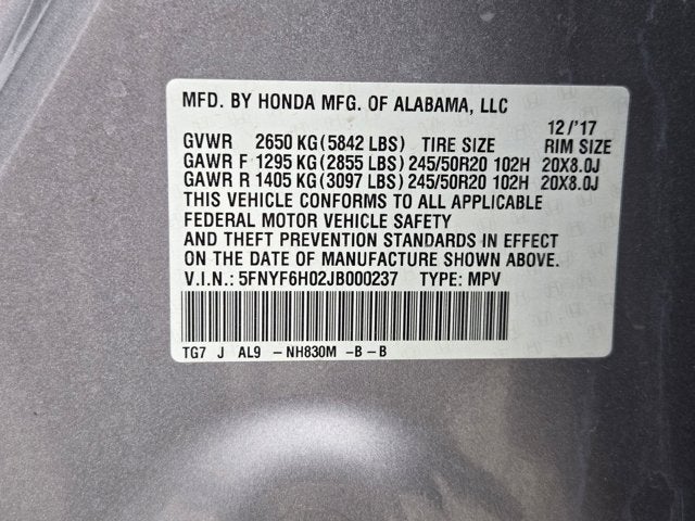 2018 Honda Pilot Elite