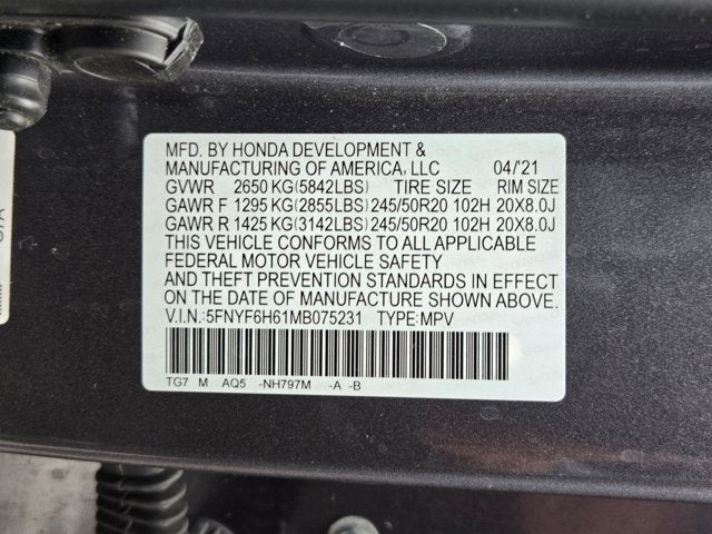 2021 Honda Pilot Touring 7-Passenger