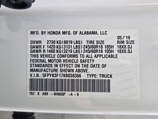 2019 Honda Ridgeline Sport