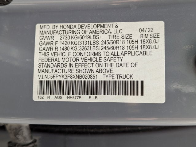 2022 Honda Ridgeline Black Edition