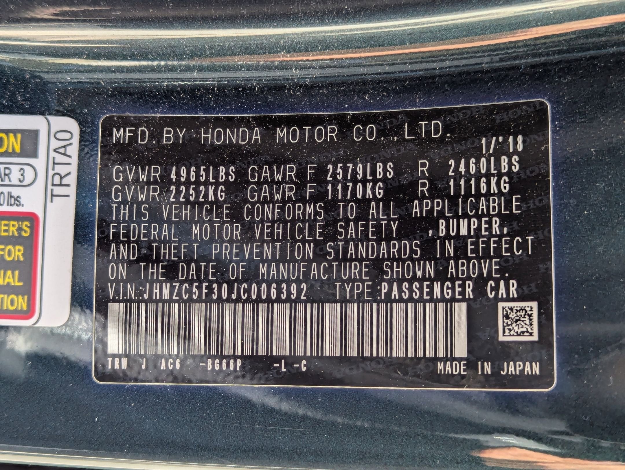 2018 Honda Clarity Plug-In Hybrid Touring