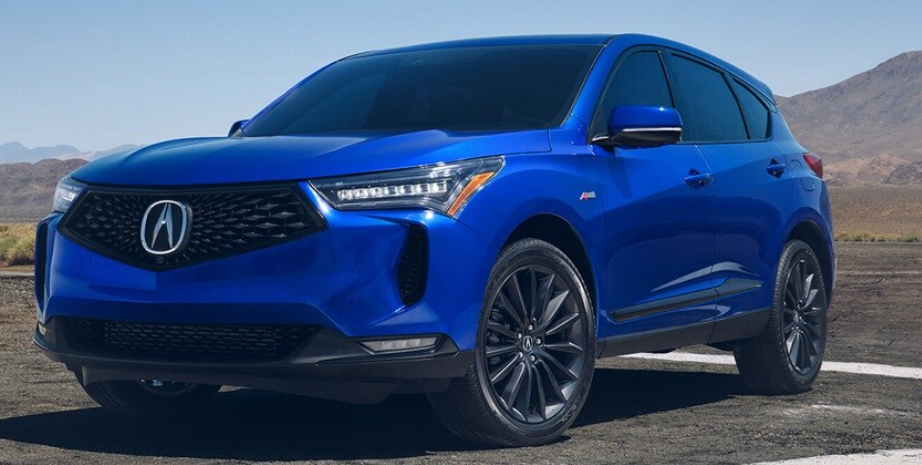 Front Grille of Blue 2023 Acura RDX 
